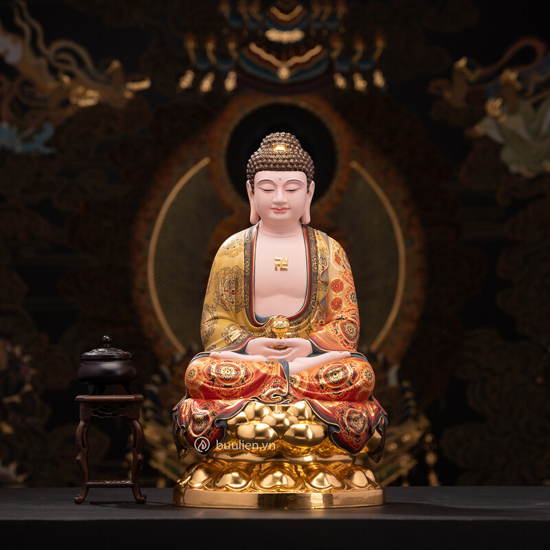 Tượng Đức Phật A Di Đà Đồng Áo Vẽ