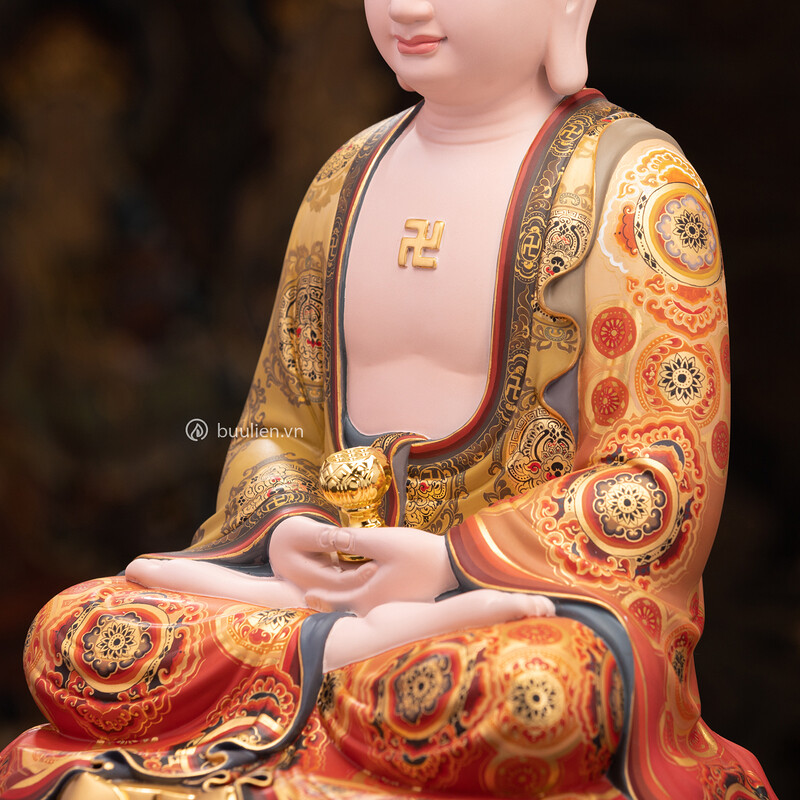 Tượng Đức Phật A Di Đà Đồng Áo Vẽ