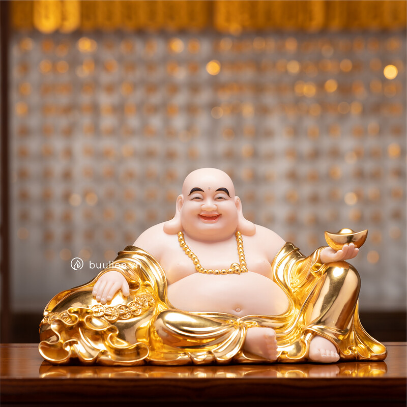 Tượng Đức Phật Di Lặc Nghiêng Thếp Vàng
