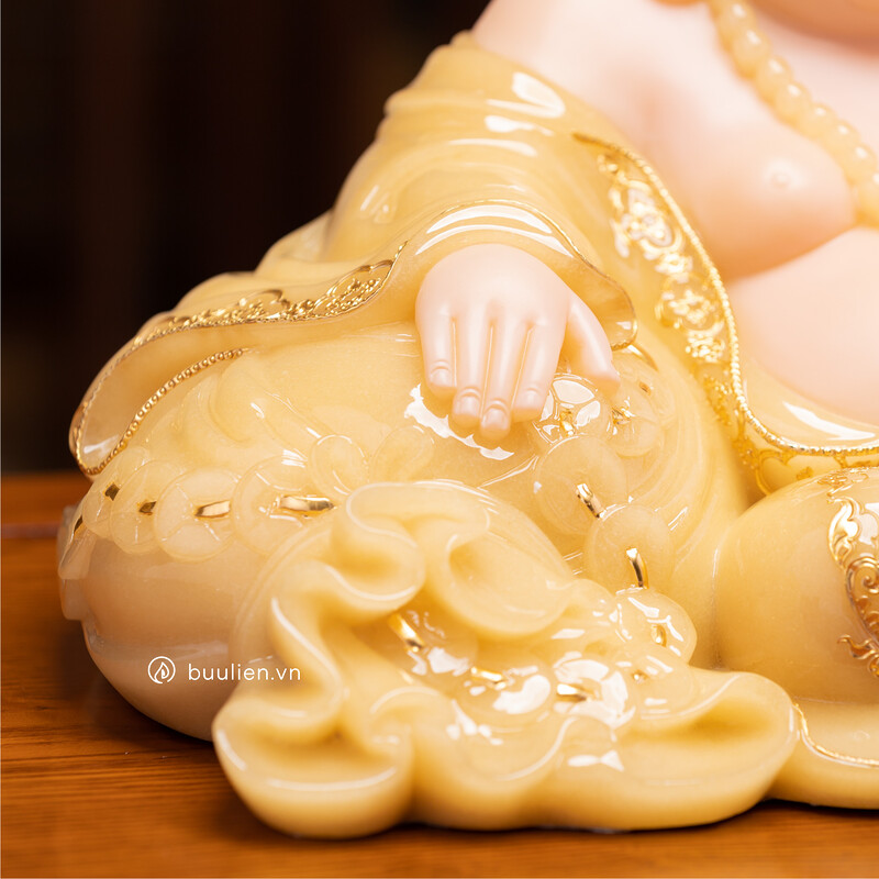 Tượng Đức Phật Di Lặc Thạch Anh Vàng Tụ