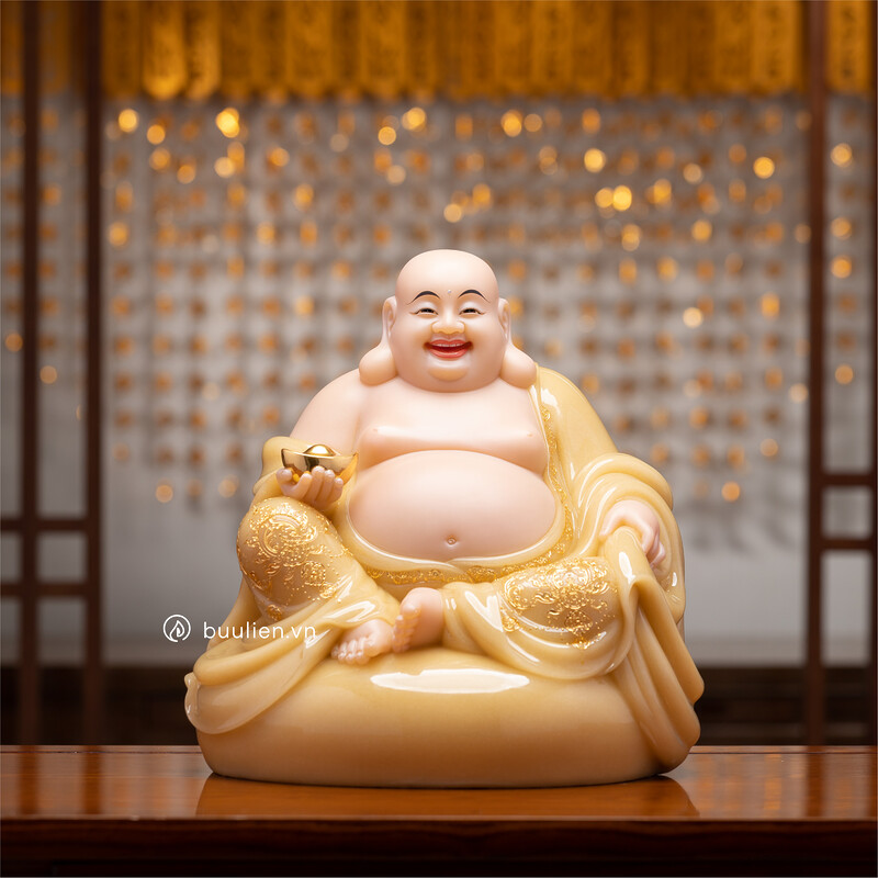 Tượng Đức Phật Di Lặc Viên Mãn Thạch Anh Vàng Tụ