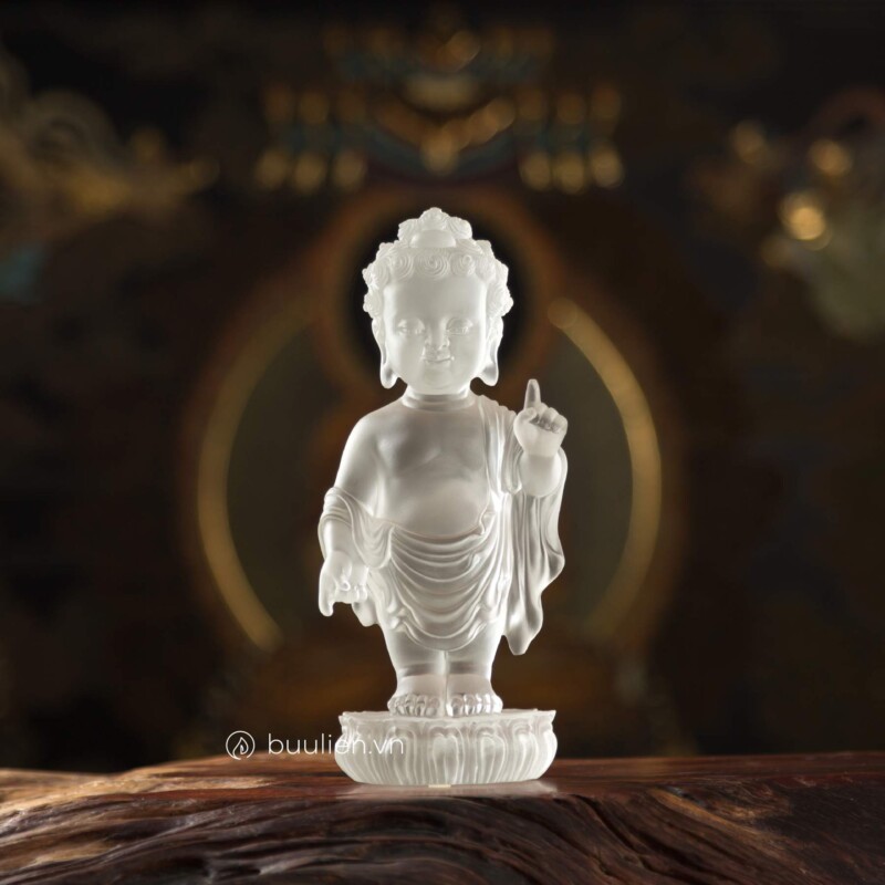 Tượng Đức Phật Thích Ca Đản Sanh Lưu Ly Trắng
