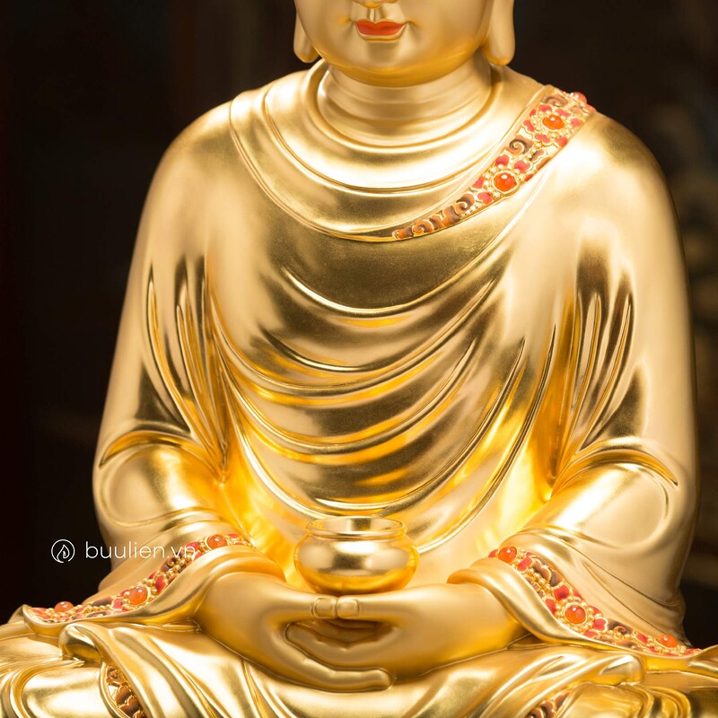 Tượng Đức Phật Bổn Sư Thích Ca Nguyên Áo Đồng Thếp Vàng