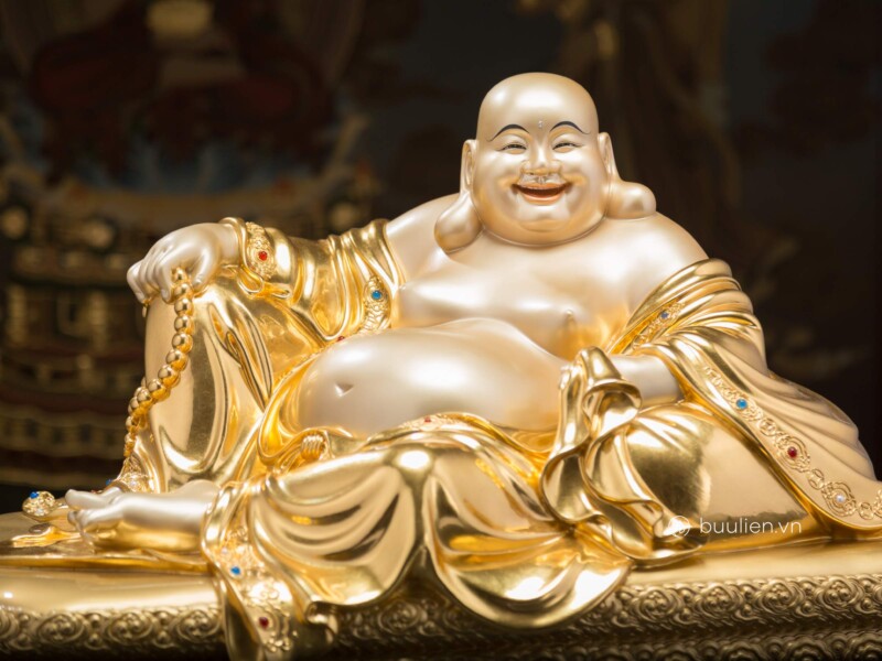 Tượng Đức Phật Di Lặc Bình An Đồng Thếp Vàng